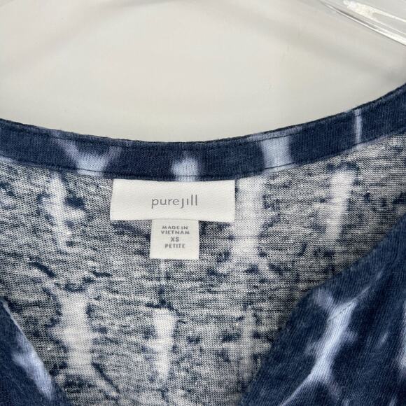 J Jill Tunic Top Womens XSP Blue Tie Dye Boho Linen Blend Lightweight - Picture 3 of 6